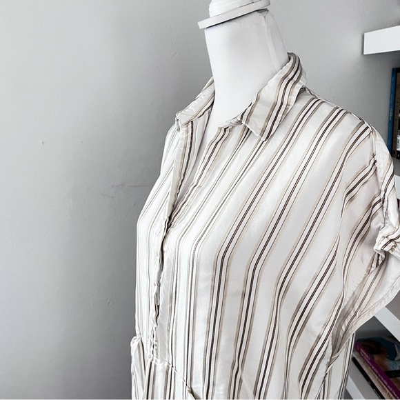 CO Ivory Striped Shirtdress no belt size smalll - Picture 7 of 16